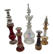 Vintage Set Of 5 Mouth Blown Glass Perfume Bottles picture