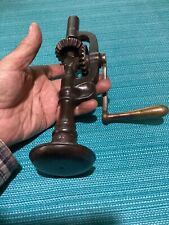Vintage Rare Iron Hand Drill With Brass Crank Handle picture