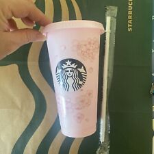 New Starbucks Tumbler Venti 24 Oz Cold Cup Pink Reusable Cherry Blossom Sakura picture