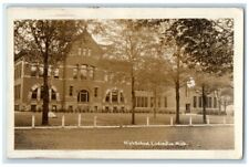c1920's High School Building View Ludington Michigan MI RPPC Photo Postcard picture