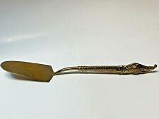 Vintage Brass Scary Growling Snake Dragon Face Teeth Handle Pie Cake Knife Rare picture