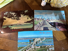 Mackinaw City MI-Michigan Mackinac Straits Bridge Vintage large Postcard picture