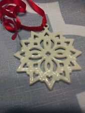 Lenox Pierced Star Charm Ornament Snowflake Ivory Porcelain Christmas Decoration picture