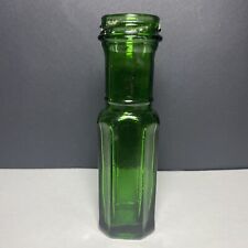Vintage Emerald Green Glass Long Neck Bottle Square Base 6” picture