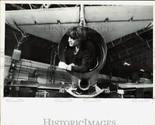 1979 Press Photo A woman repairing an Israeli aircraft - lra35410 picture