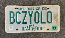 2018 New Hampshire Vanity License Plate BCZYOLO NH 18 Because You Only Live Once picture