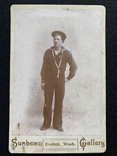 Antique Everett Washington WA Handsome Navy Man Military Cabinet Photo Card picture