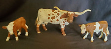 Schleich Longhorn Cow/Bull & 2 Baby Cows Calves Figurines Farm Animals picture