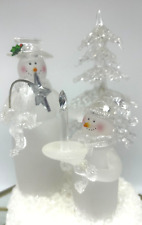 Whimsical, Changing Light, Acrylic, Christmas Snowmen, Figurine **READ** picture