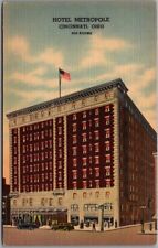 Cincinnati, Ohio Postcard HOTEL METROPOLE Building / Street View Linen c1940s picture