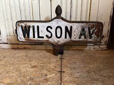 Vintage Street Sign Embossed Metal Cast Iron New York City Wilson Av. picture