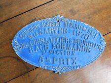 Vintage French Competition Award Plaque 1978 Blue Aluminum Rustic Award picture