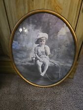 Antique Ovall Brass Frame With Boy Fishing picture