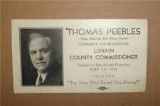 1932 LORAIN COUNTY OHIO COMMISSIONER REPUBLICAN PRIMARY THOMAS PEEBLES w PHOTO picture