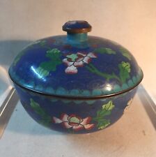 Antique VTG Chinese Cloisonne Lidded Bowl Jar picture