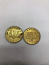 AVA Maple Shade New Jersey American Vending Amusements Gold Token Coin Lot of 2 picture
