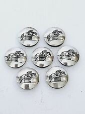 VINTAGE STERLING SILVER BUTTON COVERS STEEPLECHASE  EQUESTRIAN HORSE JUMPING X 7 picture