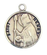 Patron Saint St Henry 7/8 Inch Sterling Silver Medal on Rhodium Plated Chain picture