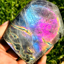 487g Natural Purple Gorgeous Labradorite Quartz Crystal Display Specimen Healing picture