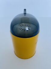 Vintage MCM Domed Lid Metal Coffee Canister Yellow Gray Atomic Unique Rare picture