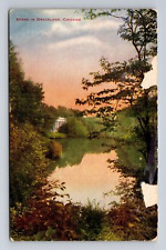 DB Postcard Chicago IL Hand Tinted Graceland Park Scenic Lake Scene picture