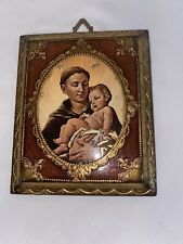 Vintage Italian Florentine Gilt Wood Framed S. Antonio Anthony Religious Icon picture