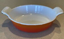 Vintage Descoware Cast Iron Enamel Au Gratin Baking Dish 8” Round Flame Orange picture