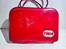 Vintage TWA Red Vinyl Structured Zippered Carry-On Suitcase Cabin Bag picture