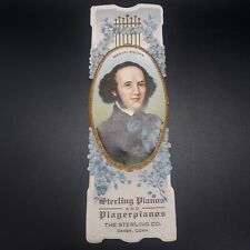 Victorian Trade Card JE Lothrop Co. Sterling Player Pianos Felix Mendelssohn picture