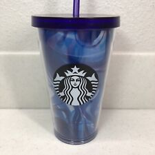 Starbucks 2014 Tumbler 16 oz Cup Blue Purple Marble Swirl Twist Top BPA Free picture