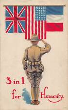 J83/ Patriotic Postcard c1910 WWI Soldier Flag Allies Humanity 255 picture
