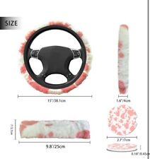 5Pcs Cow Car Accessories Set for women, Black Cow Print Plush- READ picture