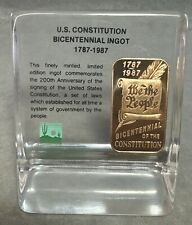 Acrylic U.S. Constitution Bicentennial Bronze Ingot 1787 - 1987 Paperweight picture
