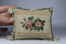 Antique Victorian 19th Century Embroidered Petit Point Large Pin Cushion Sewing picture