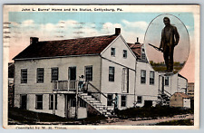 c1920s John L. Burns Home Statue Gettysburg PA Antique Postcard picture