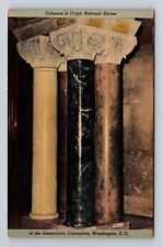 Washington DC- Columns In Crypt National Shrine, Antique, Vintage Postcard picture