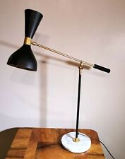 1920's Century Italian Stilnovo Table Lamp Adjustable Glossy Black W Marble Base picture