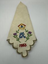 Queen Elizabeth II Coronation Linen Napkin Souvenir Keepsake Embroidered picture