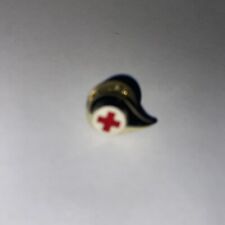 VTG Gold Toned Enameled Lapel Hat Pinback Red Cross Donor Pin picture