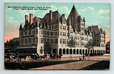 c1919 DB Postcard Montreal Place Viger Hotel & Station Horse Carriage picture