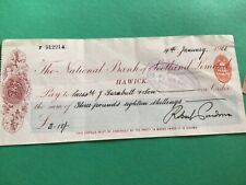 The National Bank of Scotland Hawick  1906 Cheque  A12069 picture