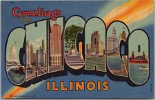 CHICAGO Illinois Large Letter Postcard Multi-View / Curteich Linen - 1954 Cancel picture