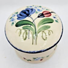 Floral Hand Painted Porcelain Trinket Box 2.25 Diameter 1.25