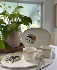 2 Mottahedeh Bird Of Paradise Porcelain Vtg Snack Plate & Cup Portugal Collect picture