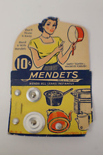 Mendets 1940s Mend It Pot Pan Leak Repair Vintage Girl Graphic Display Card.(2B) picture
