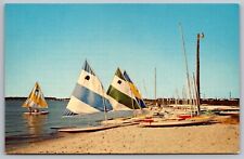 Rehoboth Bay Delaware Coast Oceanfront Shoreline Beach Sailboats UNP Postcard picture