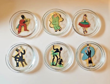 Vintage Set Of 6 Character Coasters Circa 1950's Unusual Anthropomorphic Deco picture