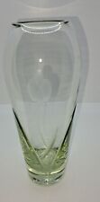 Hand Blown Etched Glass Bud Vase with Single Flower and Leaves 7-3/4