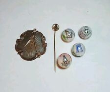 Vintage Masonic Freemason Lot - Square & Compass Marbles, Fob, Stick Pin picture