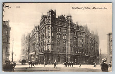 c1910s Midland Hotel Manchester Antique Street View England Vintage Postcard picture